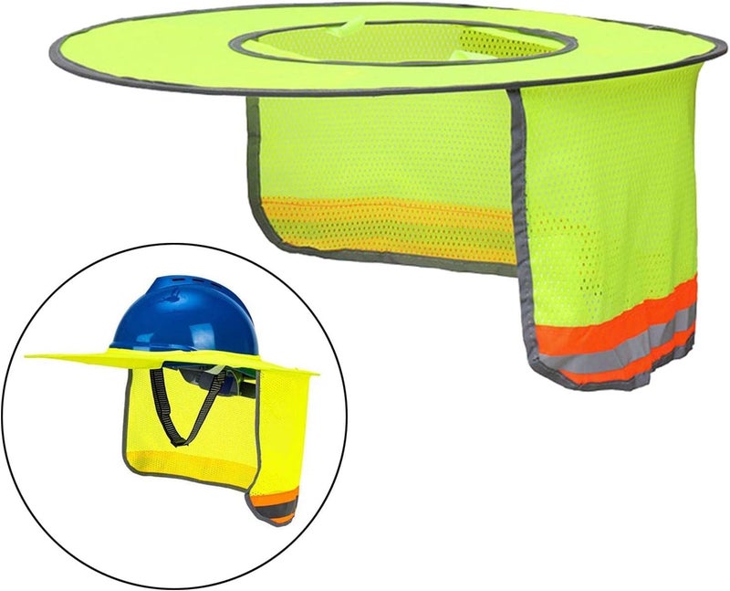 كلاراكو واقي شمس كامل الحافة للخوذة الصلبة، واقي للرقبة، حماية من أشعة الشمس للرقبة لخوذة السلامة، لون أصفر فلورسنت - Image 2