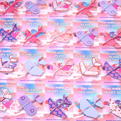 Laoyebaohao 28 Pack Valentines Day Cards for Kids School with Foam Airplane Valentines Day Gifts For Kids Valentines Exchange Prize Gifts Cards Boys Girl Airplane Valentines Party Favors - Image 5