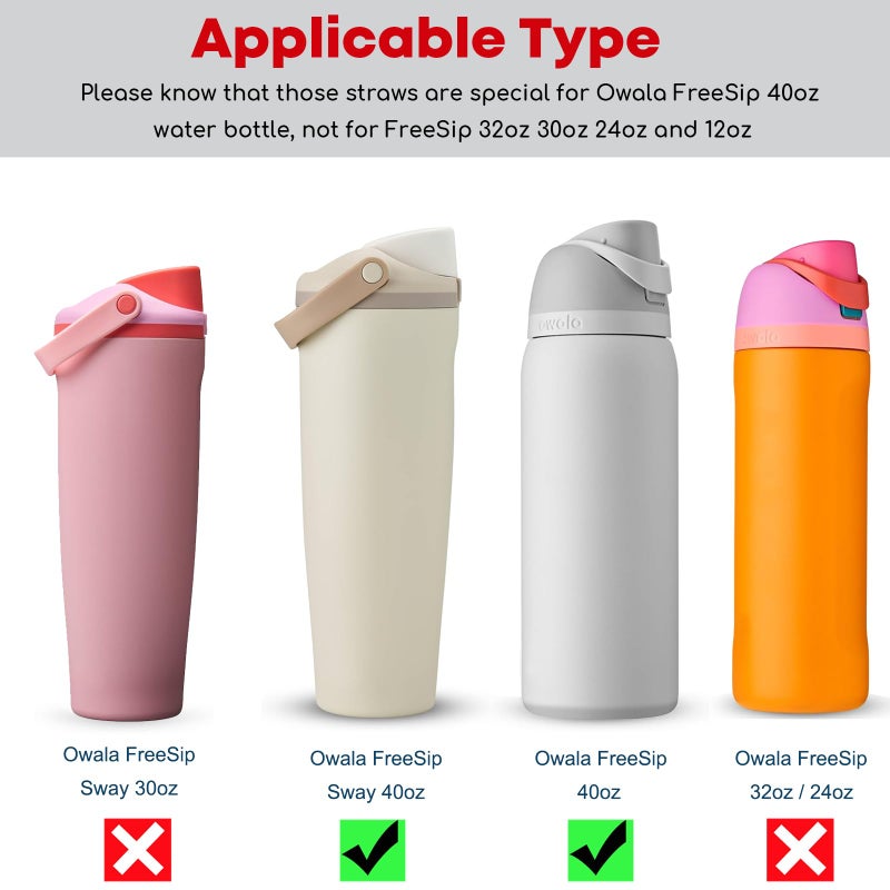 ALINK Stainless Steel Straws for 40oz Owala FreeSip Insulated Water Bottle, 6 Pack Reusable Metal Replacement Straws Compatible With 40oz Owala Freesip Cup Lid Only, Plus Straw Brush, Dishwasher Safe - Image 3