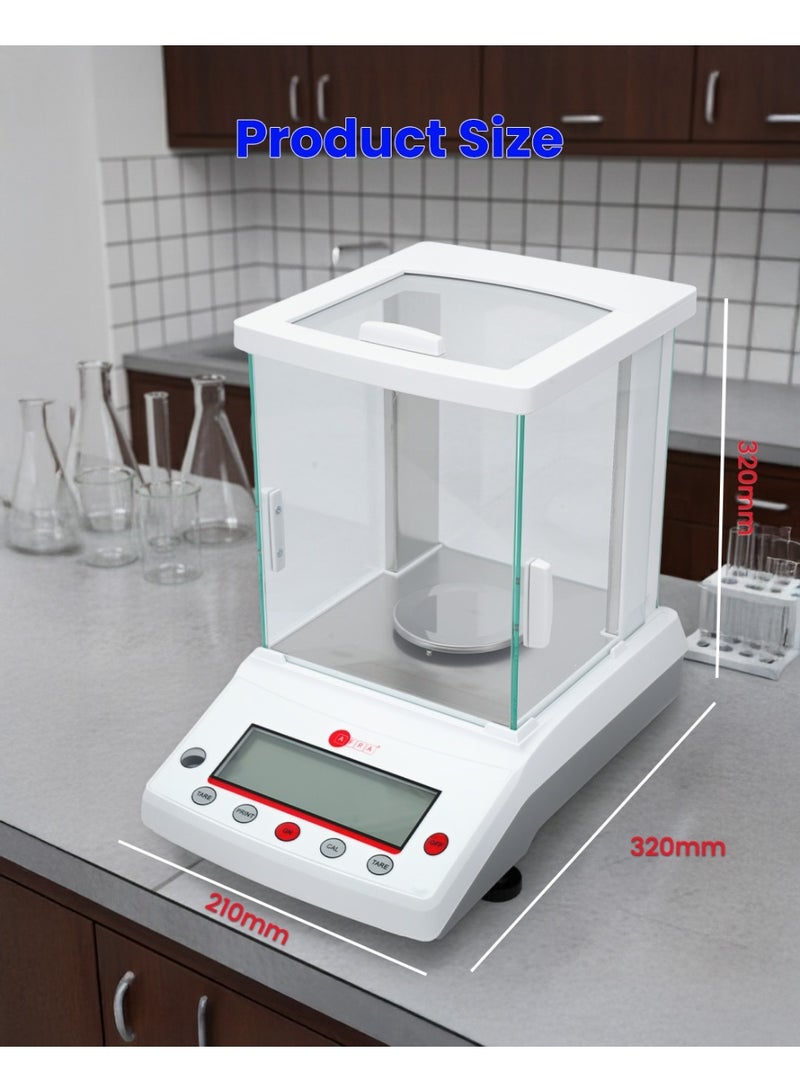 عفرا ميزان تحليلي AFQS-220001EM - ميزان مختبري رقمي عالي الدقة بسعة 200 جرام، بدقة 0.001 جرام مع زجاج أمامي مضاد للكهرباء الساكنة، ومستشعر كهرومغناطيسي، ومعايرة خارجية وبطارية قابلة لإعادة الشحن - Image 5