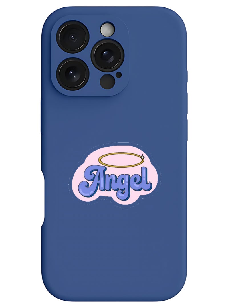 Theodor iPhone 16 Pro Max Blue Protective Slim Fit Case Liquid Silicone Cover with Full Body Protection Anti-Scratch Shockproof Case For iPhone - Angel - Image 1
