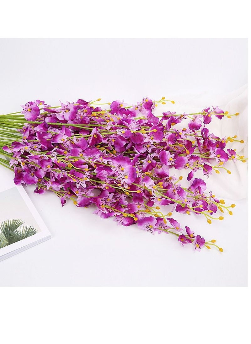 Bluejw - 12-Piece Artificial Orchids Flower With Long Stem Purple/Green - Image 1