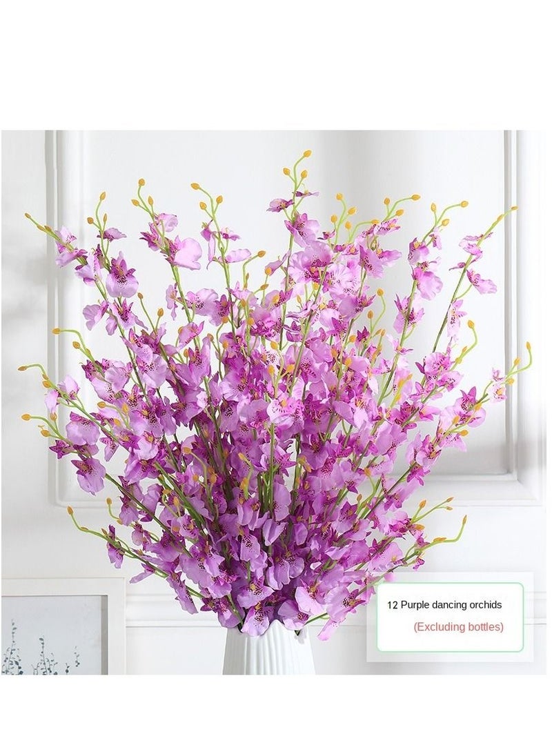 Bluejw - 12-Piece Artificial Orchids Flower With Long Stem Purple/Green - Image 1