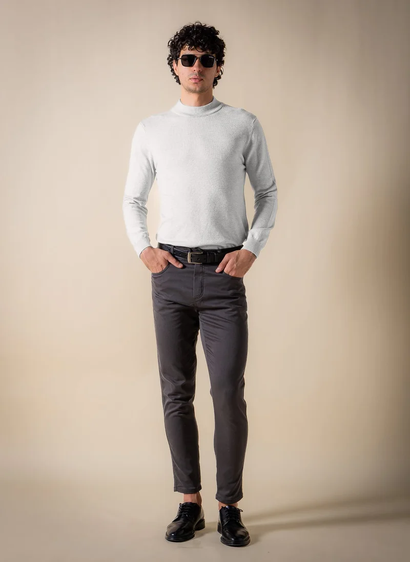 Shapes White FINE KNIT MOCK-NECK SWEATER for Men | Best Price UAE