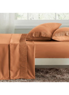 Bedsure Bedsure King Size Sheets - Soft Sheets for King Size Bed, 4 Pieces Hotel Luxury Burnt Orange Sheets King, Easy Care Polyester Microfiber Cooling Bed Sheet Set  - Image 2
