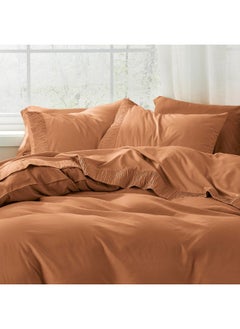 Bedsure Bedsure King Size Sheets - Soft Sheets for King Size Bed, 4 Pieces Hotel Luxury Burnt Orange Sheets King, Easy Care Polyester Microfiber Cooling Bed Sheet Set  - Image 3
