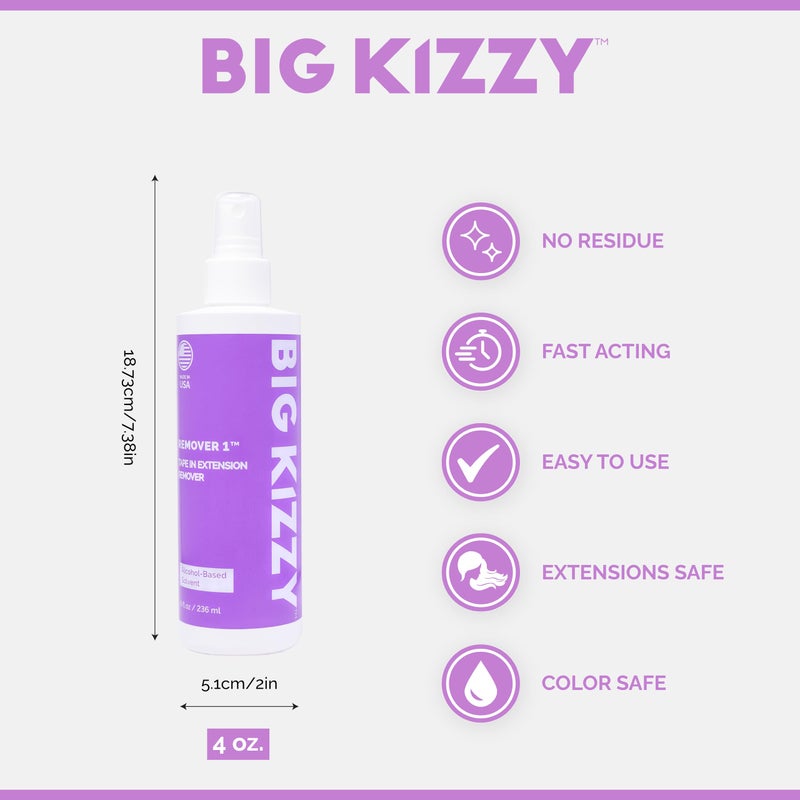 Big Kizzy بخاخ إزالة الإضافات اللاصقة من بيغ كيززي - مزيل 1 (8 أونصات) - الأسرع والأسهل في إزالة اللاصق - متوافق مع جميع لاصقات شعر الإنسان - Image 2