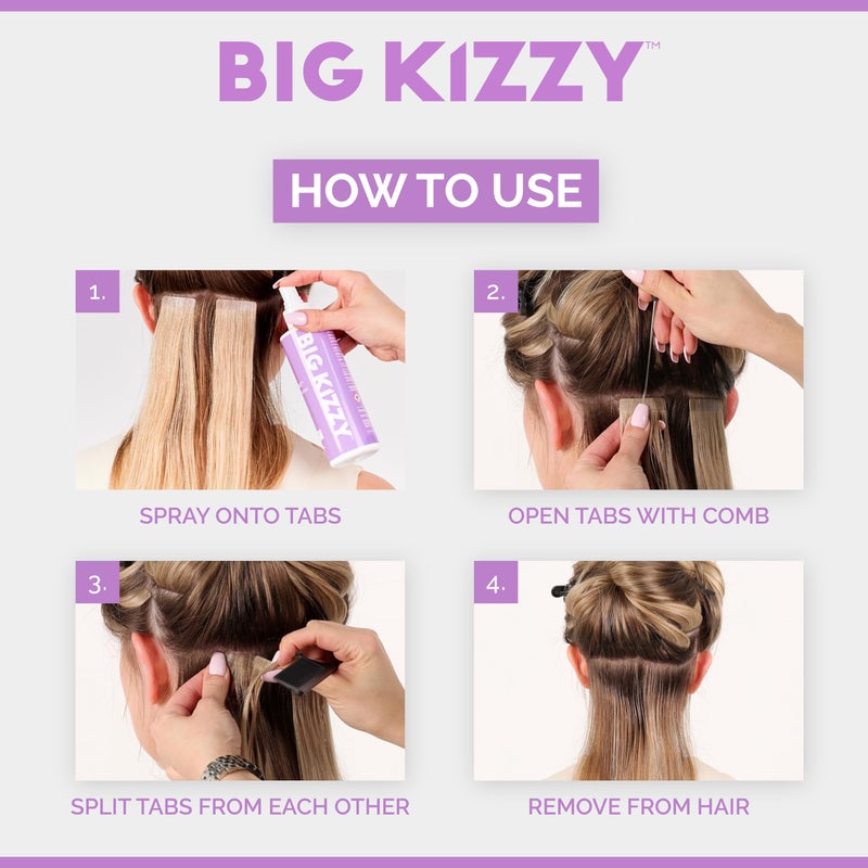Big Kizzy بخاخ إزالة الإضافات اللاصقة من بيغ كيززي - مزيل 1 (8 أونصات) - الأسرع والأسهل في إزالة اللاصق - متوافق مع جميع لاصقات شعر الإنسان - Image 4