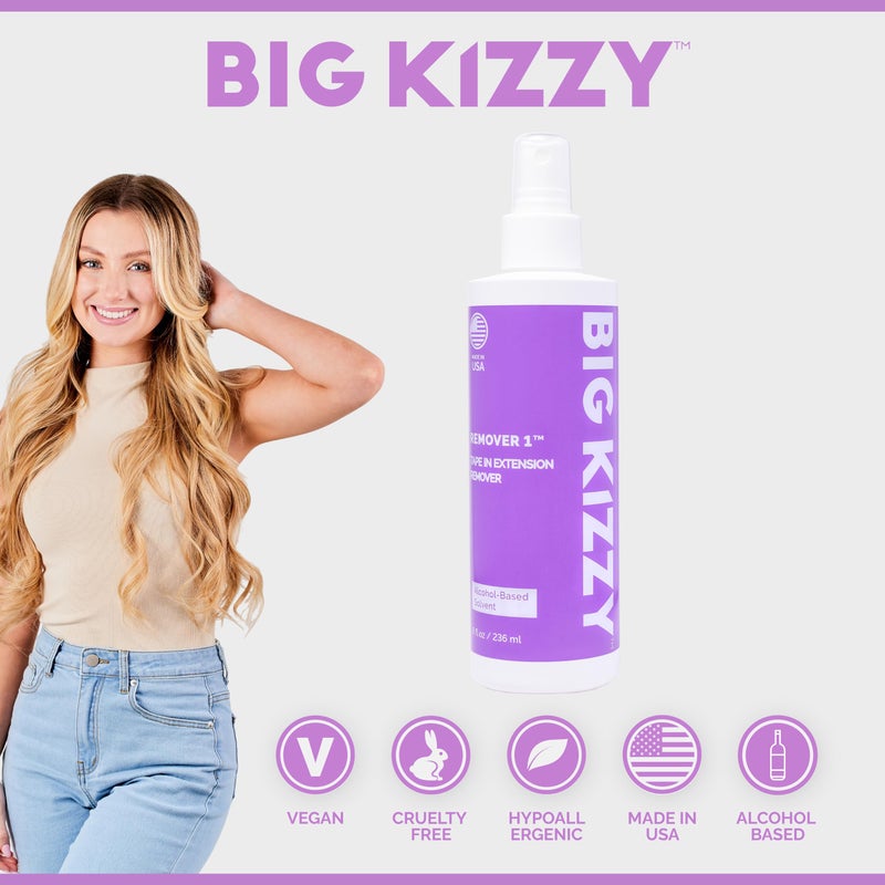 Big Kizzy بخاخ إزالة الإضافات اللاصقة من بيغ كيززي - مزيل 1 (8 أونصات) - الأسرع والأسهل في إزالة اللاصق - متوافق مع جميع لاصقات شعر الإنسان - Image 3