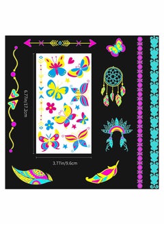 Excefore 20Sheet Glow in The Dark Temporary Tattoos 160+Styles Fluorescence UV Neon Body Face Fake Waterproof Tattoo Stickers for Women Men, Rave Festival Accessory Party Supplies  - Image 4