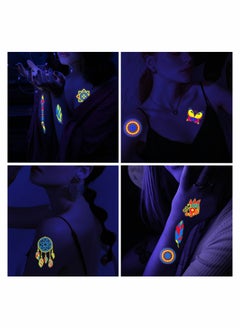 Excefore 20Sheet Glow in The Dark Temporary Tattoos 160+Styles Fluorescence UV Neon Body Face Fake Waterproof Tattoo Stickers for Women Men, Rave Festival Accessory Party Supplies  - Image 3