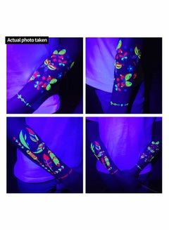Excefore 20Sheet Glow in The Dark Temporary Tattoos 160+Styles Fluorescence UV Neon Body Face Fake Waterproof Tattoo Stickers for Women Men, Rave Festival Accessory Party Supplies  - Image 2
