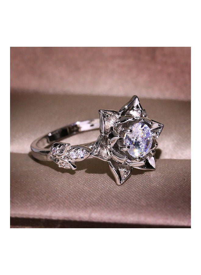 NIBEMINENT Water Lily Flower Designed Stone Studded Ring  - Image 5