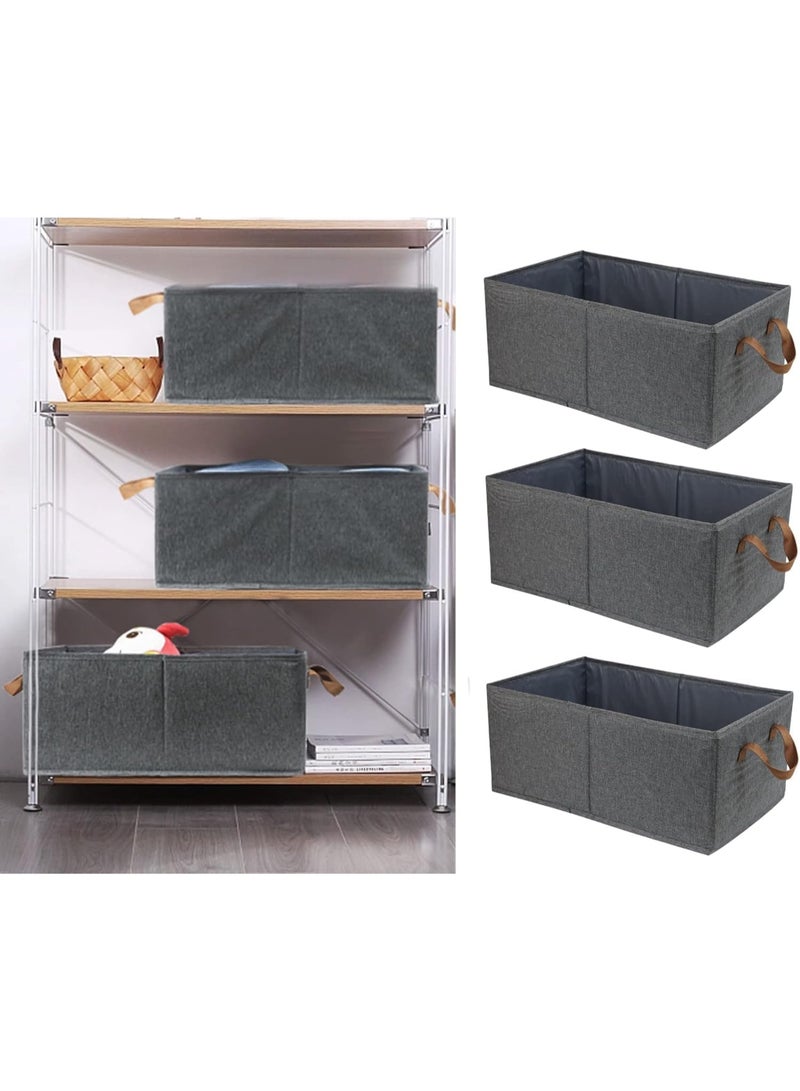 Pack of 3 Large Capacity Storage Bins Closet Organizer System, Sturdy Foldable Storage Boxes for Organizing Clothing, Sheets, Toys, Books - Shelf Organizer Shelves Basket Storage Bin - Image 4
