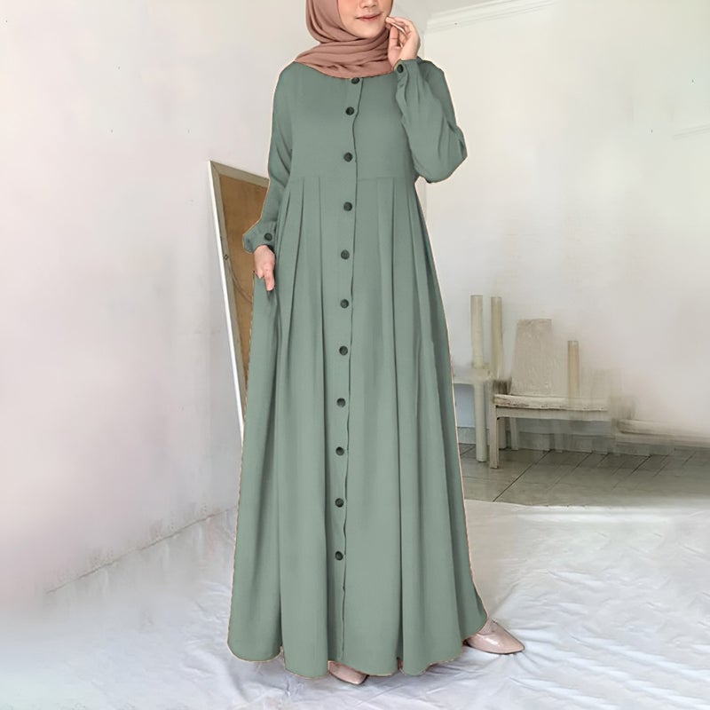 Barbora Linen Daily Summer Full Length Hijab Women's Dress LN391HAKI4 