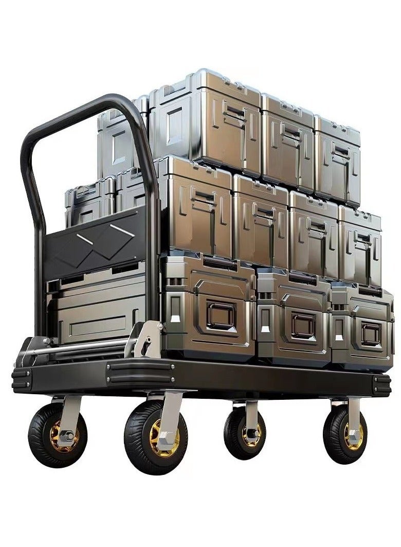 Generic Trolley,Foldable Portable Multifunction Folding Shopping Cart,Flatbed,Small Car Heavy Steel Handcart  - Image 2