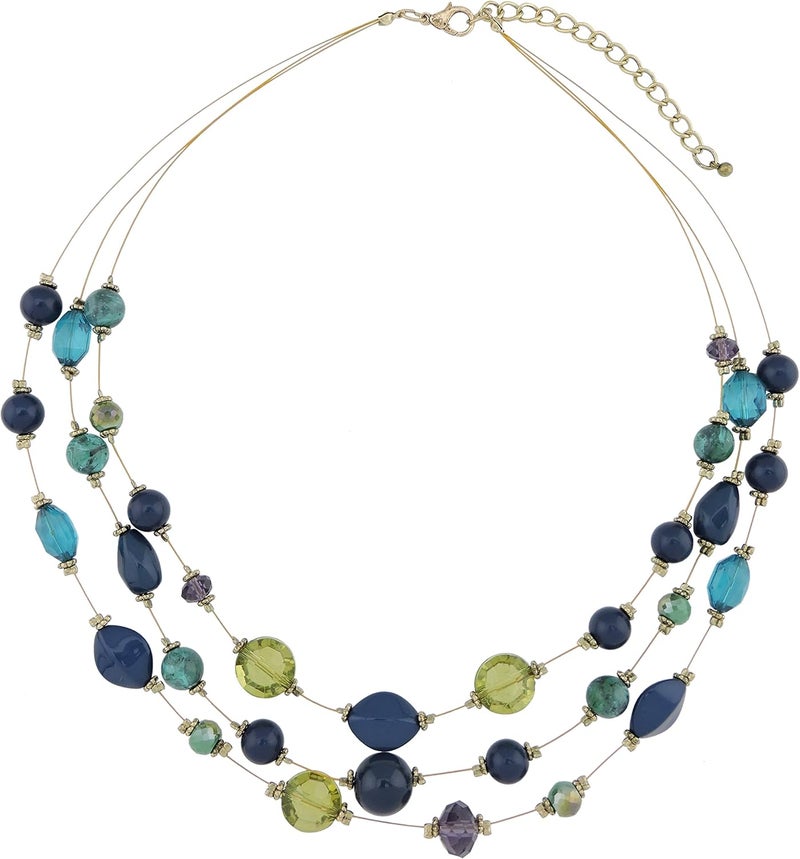 Coiris 3 Layers Illusion Wire Beaded Statement 19.5" Necklace for Women - Image 1