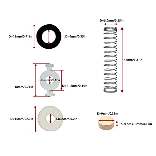 Cheerock 14Pcs Trumpet Valve Repair Kit with Spring Felt Washers Cork Pad Trumpet Valve Replacement Parts - Image 2