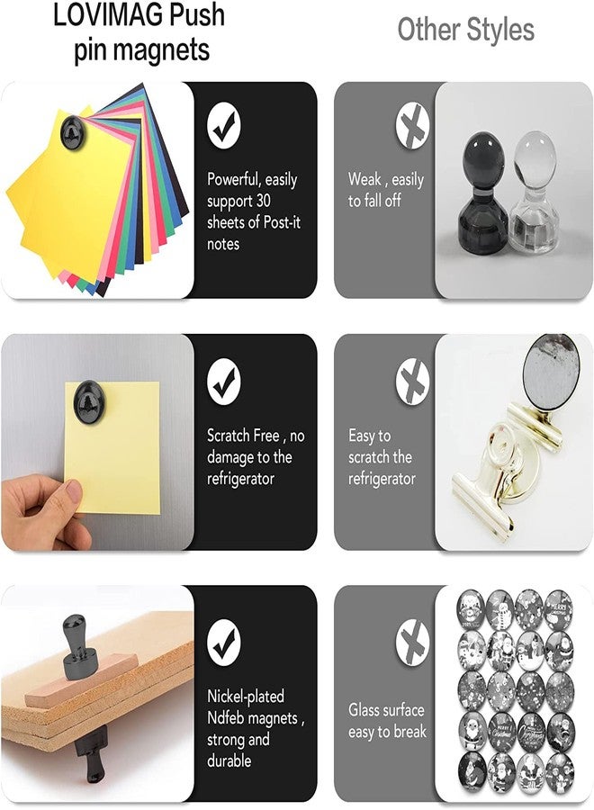 LOVIMAG Fridge Magnets 50Pcs Refrigerator Whiteboard Small Strong Magnet Classroom Kitchen Accessories Decorative Locker Set Decor Must Haves Office Calendar Refrigerador Magnetic Cute Crafts Black - Image 4