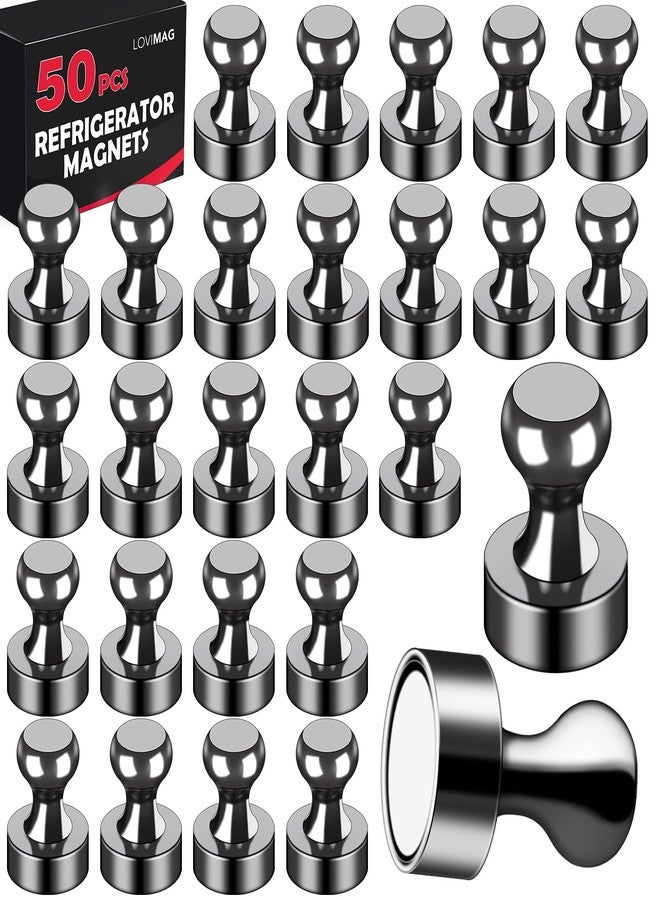 LOVIMAG Fridge Magnets 50Pcs Refrigerator Whiteboard Small Strong Magnet Classroom Kitchen Accessories Decorative Locker Set Decor Must Haves Office Calendar Refrigerador Magnetic Cute Crafts Black - Image 1