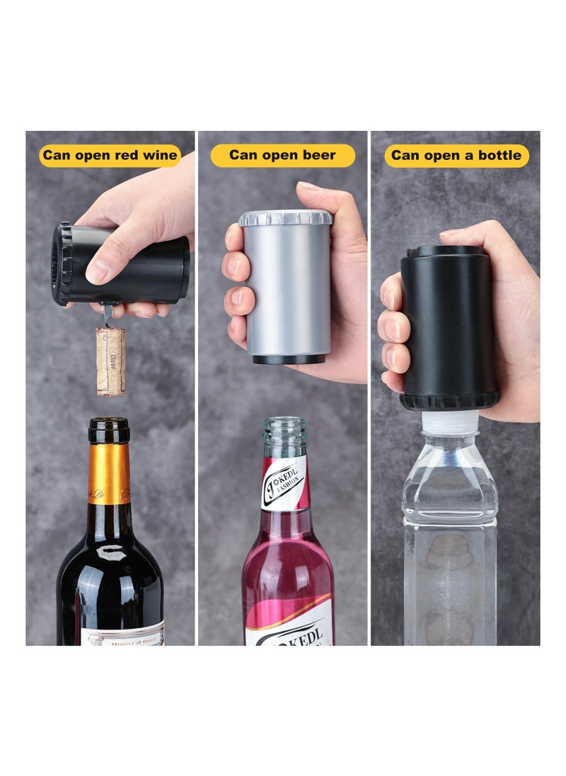 SYOSI 2PCS 3-in-1 Automatic Wine and Beer Bottle Opener Set, Multipurpose Automatic Bottle Opener Automatic Wine Bottle Opener Effortless Wine and Beer Bottle Opening Set No Damage Quick to Open Bottle Cap  - Image 2