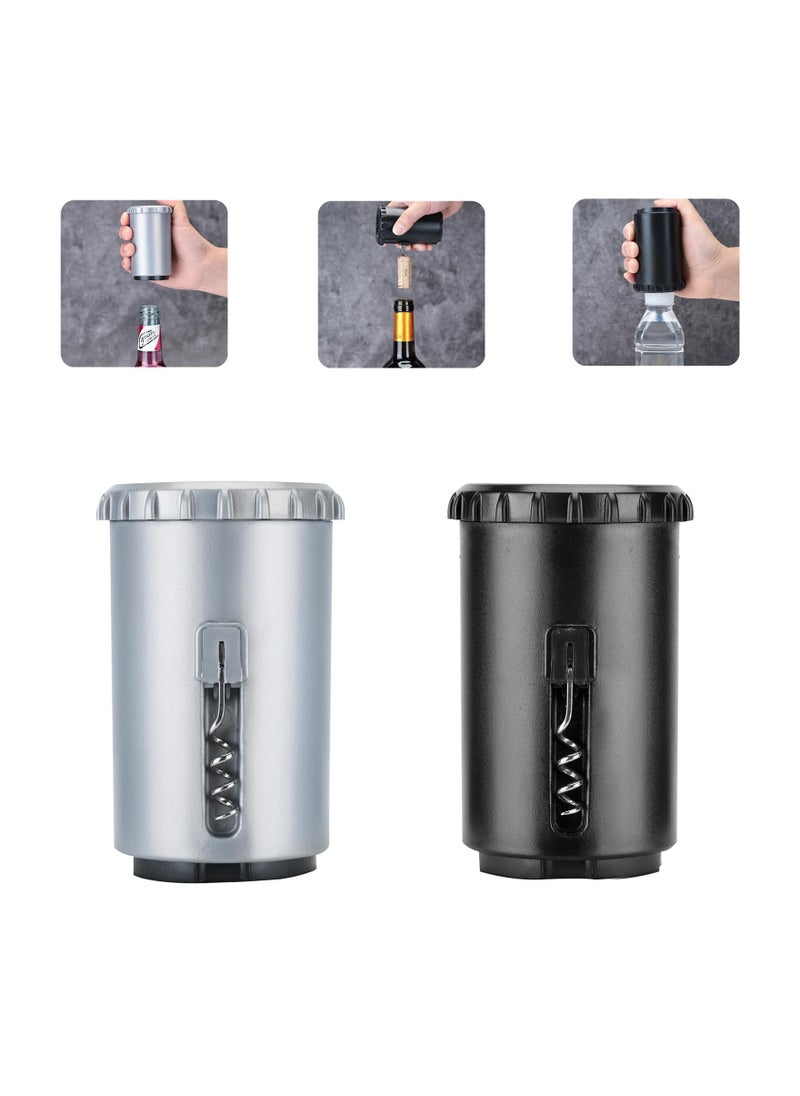 SYOSI 2PCS 3-in-1 Automatic Wine and Beer Bottle Opener Set, Multipurpose Automatic Bottle Opener Automatic Wine Bottle Opener Effortless Wine and Beer Bottle Opening Set No Damage Quick to Open Bottle Cap  - Image 1