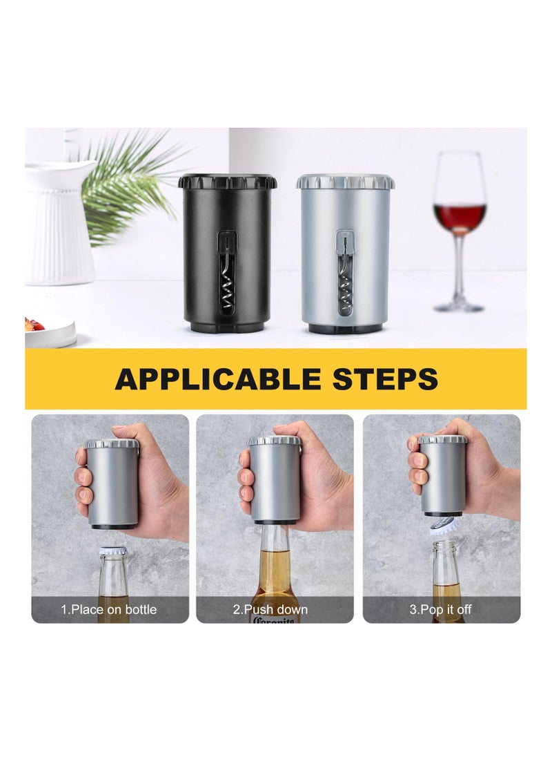 SYOSI 2PCS 3-in-1 Automatic Wine and Beer Bottle Opener Set, Multipurpose Automatic Bottle Opener Automatic Wine Bottle Opener Effortless Wine and Beer Bottle Opening Set No Damage Quick to Open Bottle Cap  - Image 4