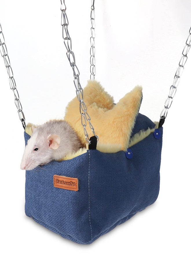 HardcorePet Hamster Hammock, Rat Toys and Accessories for Cage Dwarf Hamsters House Pet Beds, Small Pet Hammock Syrian Hideout, Fancy Rat Stuff Cage Accessories for Gerbils and Chipmunks (Blue) - Image 1