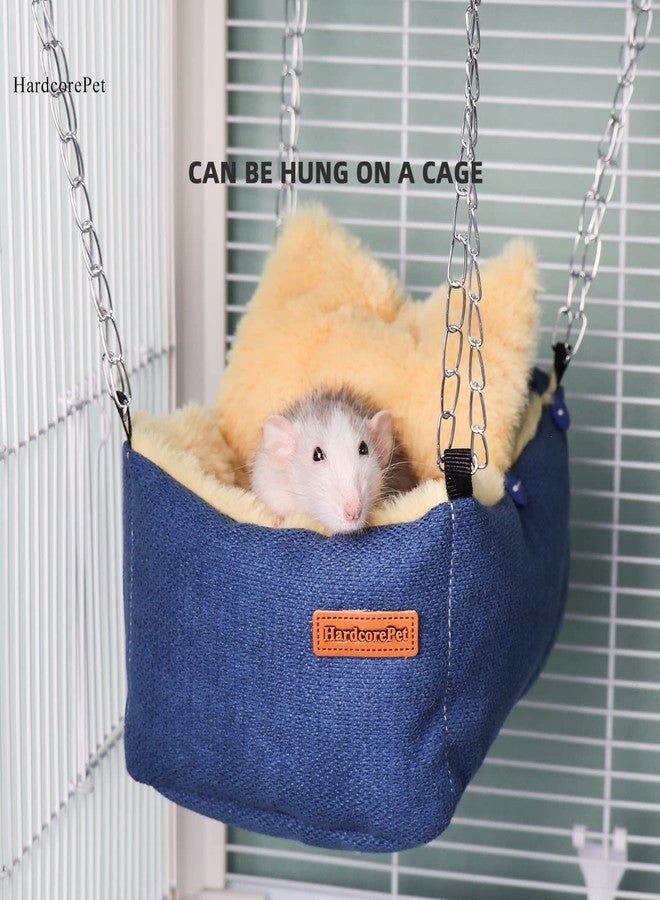 HardcorePet Hamster Hammock, Rat Toys and Accessories for Cage Dwarf Hamsters House Pet Beds, Small Pet Hammock Syrian Hideout, Fancy Rat Stuff Cage Accessories for Gerbils and Chipmunks (Blue) - Image 2