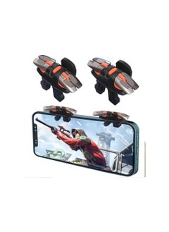 Mobile Game Triggers, Joystick Aim & Fire Button for iPhone and Android, 6-Finger Operation, Sensitive Shooting, Compatible with PUBG, Fortnite, Call of Duty, and More (Brown, 2 Pack)