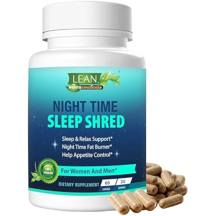 LEAN Nutraceuticals Weight Loss Pill Night Time Sleep Shred Fast Fat Burner, Appetite Suppressant Aid Carb Blocker Metabolism Booster Support Supplement for Women Men with Melatonin White Kidney Bean Ashwagandha 60 Caps - Image 1
