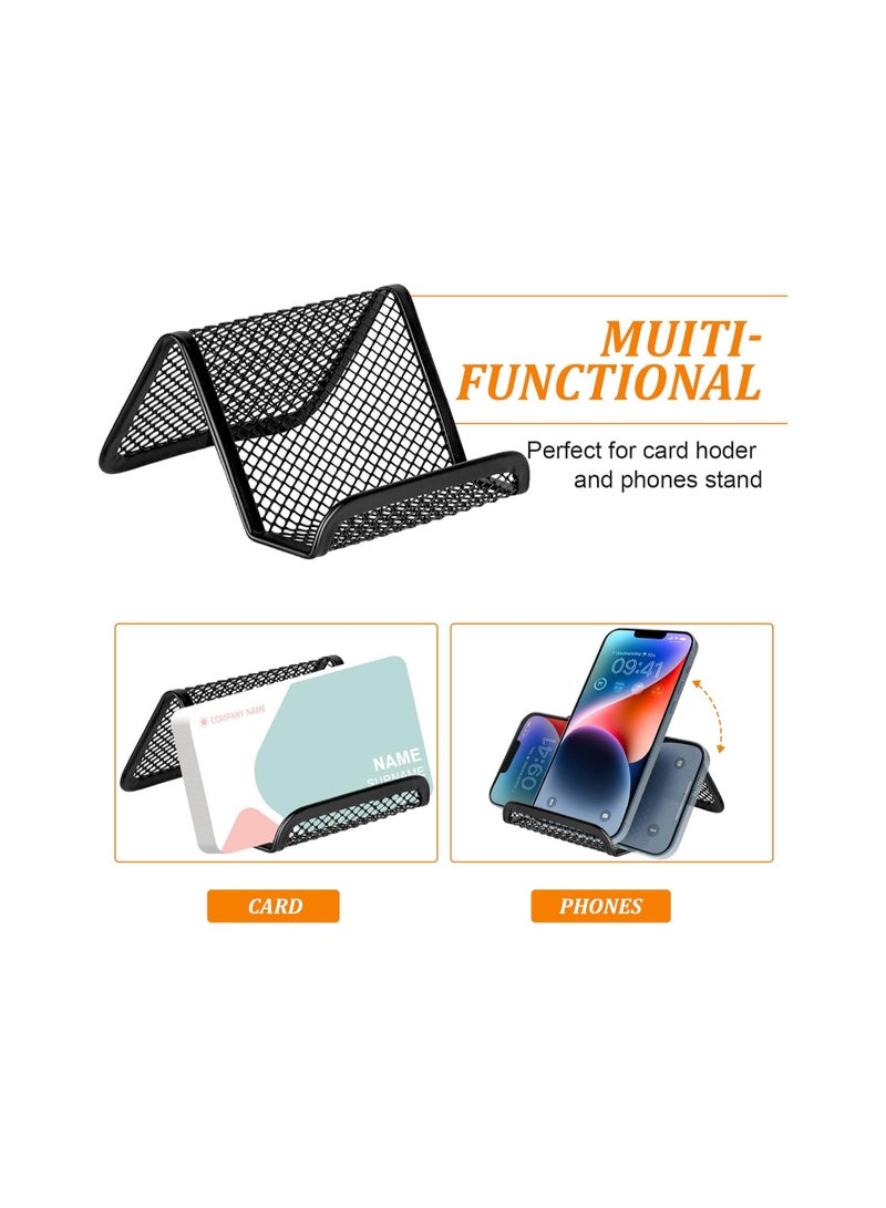 SYOSI Card Holders, Metal Mesh Business Card Holder, Card Holder for Desk, Card Holder for Business Cards, Desk Card Holder, Business Card Stand, Business Card Display, for Office (6 Pack Black)  - Image 4
