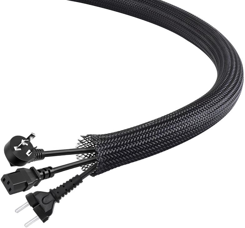 Aibole 25Ft-1/8inch PET Expandable Braided Wire Sleeving,Wire Loom Cable Sleeve for TV,Computer,Home Theater,Automotive,Home Industrial,Electrical Wires,Chemical,Protect Cat from Chewing Cords,Black - Image 1