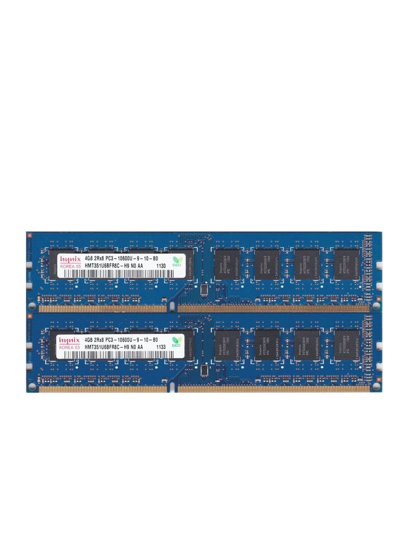 ماركة غير محددة مجموعة 8GB، 2 × 4GB 240-pin DIMM، DDR3 PC3-10600U، تصنيف مزدوج، وحدة ذاكرة RAM غير ECC  HMT351U6CFR8C-H9 , AH5523  - Image 1