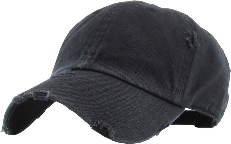 KBETHOS KBE-PG-VINTAGE BLK Vintage Washed Cotton Baseball Cap, Black - Image 1
