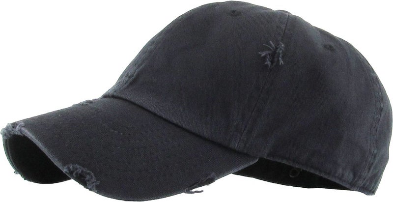 KBETHOS KBE-PG-VINTAGE BLK Vintage Washed Cotton Baseball Cap, Black - Image 3