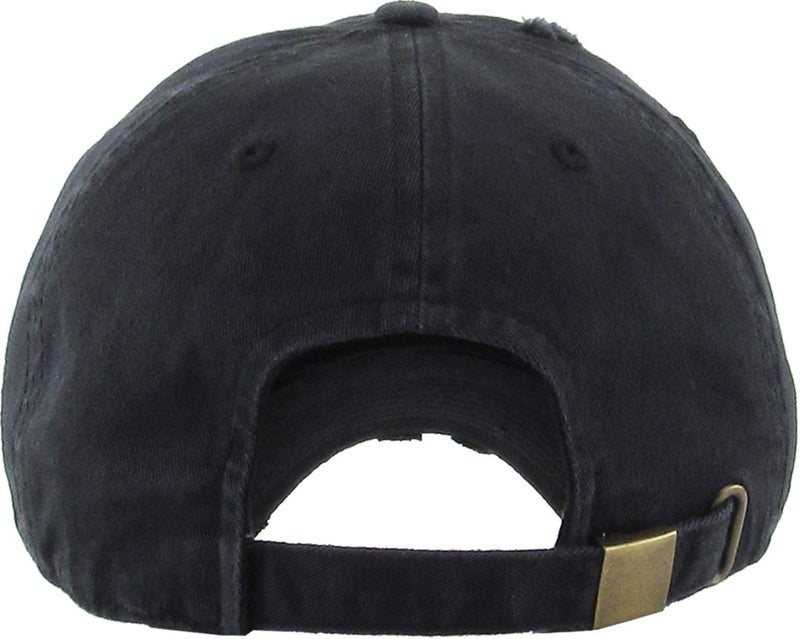 KBETHOS KBE-PG-VINTAGE BLK Vintage Washed Cotton Baseball Cap, Black - Image 4