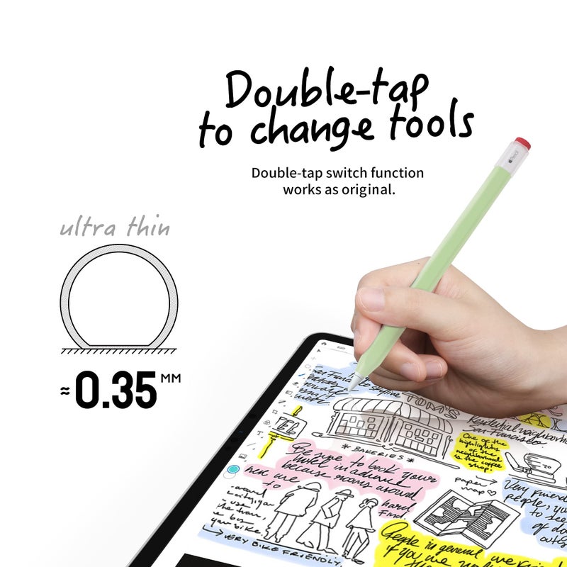 ELETIUO Silicone Case Compatible with Apple Pencil 2nd Generaion Cover,Protective Holder Grip Sleeve with Cap Accessories Compatible with iPad Pro 11 12.9 inch,Green - Image 5