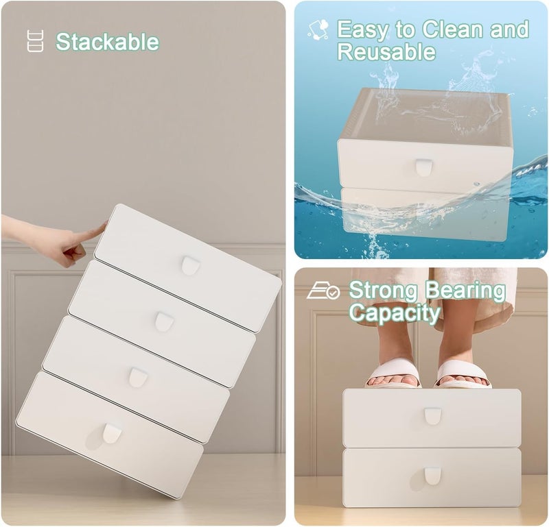 Excefore Under Shelf Drawer Organizer, Underwear Organizer Drawer, 15 Cells Plastic Socks Drawer, Stackable Closet Organizer, Storage Box for Bras, Panties, Snacks, Suitable for Office/Home/School, Grey - Image 3