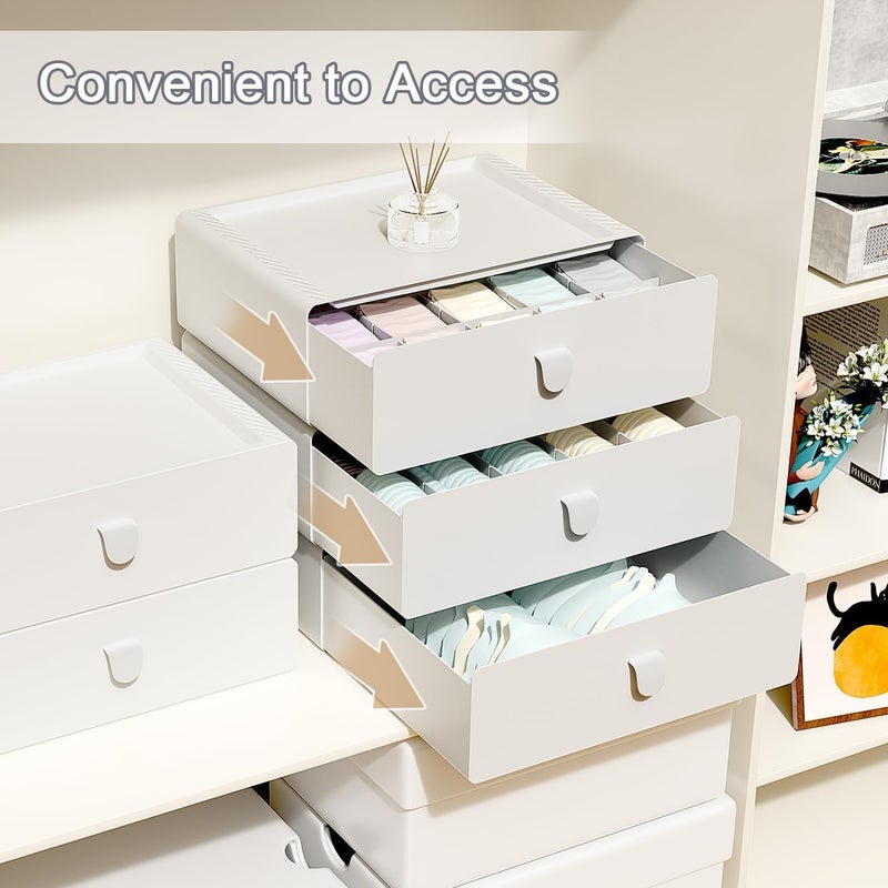 Excefore Under Shelf Drawer Organizer, Underwear Organizer Drawer, 15 Cells Plastic Socks Drawer, Stackable Closet Organizer, Storage Box for Bras, Panties, Snacks, Suitable for Office/Home/School, Grey - Image 2