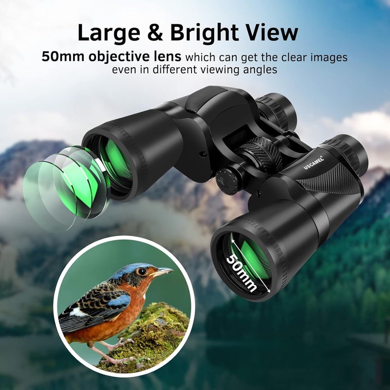 USCAMEL Professional Powerful Binoculars for Adults: Professional Binoculars 20 x 50 High Magnification – BaK-4 Prism and FMC Lens Binoculars with Telephone Adapter for Birdwatching Hiking - Image 5