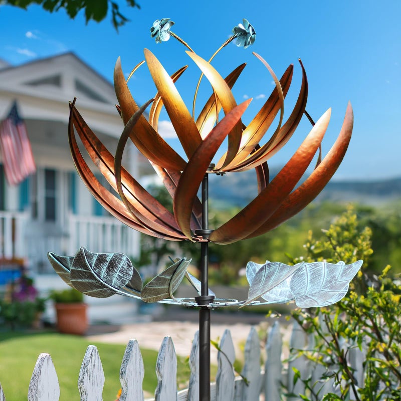 Pure Echo Wind Spinners for Yard and Garden, Wind Spinners Outdoor Large Metal, 84 inch Kinetic Wind Spinner & Wind Sculptures, Windmill Decor(Lotus) - Image 1