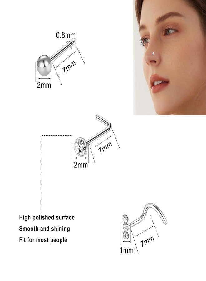 ONESING 30 Pcs 20G Nose Rings for Women Nose Rings Hoops L Shape Nose Studs Screw Stainless Steel Nose Piercings Jewelry Body Piercings Jewelry for Women Men - Image 2