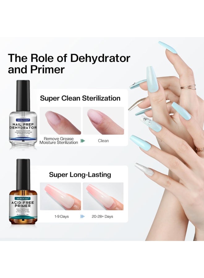 Morovan Professional Natural Nail Prep Dehydrate and Acid-Free Primer, Dehydrator for Acrylic and Gel Nail Polish, Non Acid Primer for UV Gels Fast Dry Superior Bonding Agent Gift Box Set - Image 5
