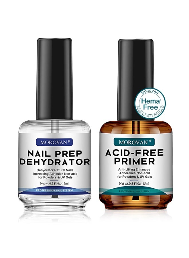 Morovan Professional Natural Nail Prep Dehydrate and Acid-Free Primer, Dehydrator for Acrylic and Gel Nail Polish, Non Acid Primer for UV Gels Fast Dry Superior Bonding Agent Gift Box Set - Image 3