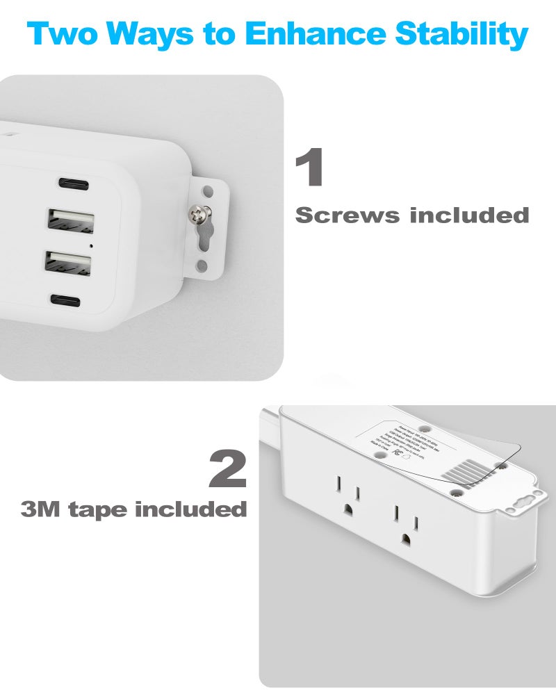 Olcorife Outlet Extender Stick, Power Strip with 6 Outlets & 4 USB Ports, Extends 22"-34", Rotates 180Â°(90Â° per Side), Home Dorm Essential for Nightstand, Couch and Desk - Image 5