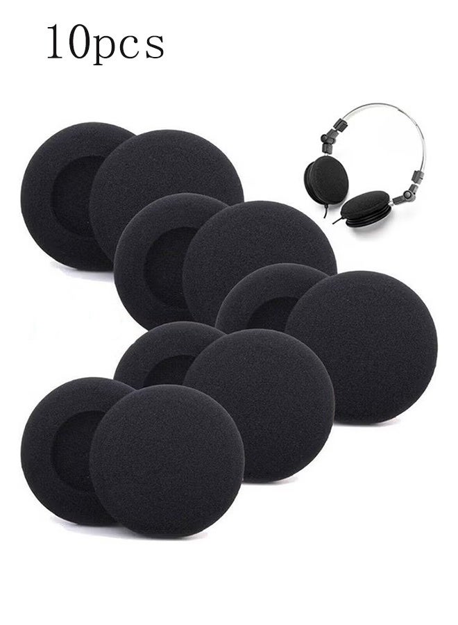 YJ Foam Ear Pad Replacement Cushions Headphone Earphone Headset Disposable Sponge Covers 10 Pairs 60mm 2.4" Replacement Foam Ear Pud Earpads Sponge Cushion Covers Headset Black - Image 1