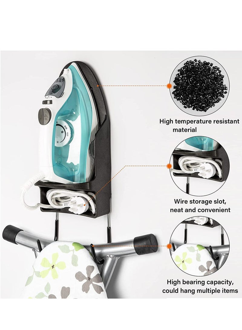 Ironing Board Holder Wall Mounted Storage Organizer, ELECDON Electric Iron Holder Household Bathroom Shelf with Heat Resistant Tray Storage Organizer Easily Mount Against Wall Black - Image 2