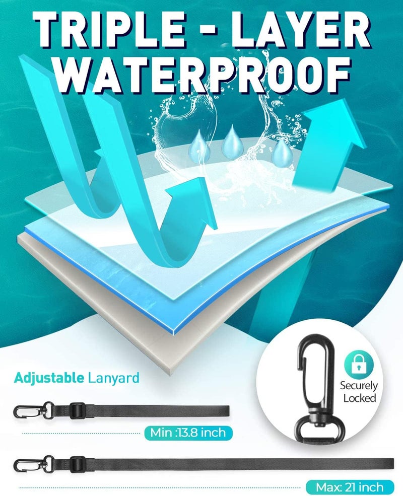 Hiearcool Waterproof Phone Pouch, Water Proof Phone Case for iPhone, Waterproof Cell Phone Dry Bag for Cruise Travel Vacation Essentials Large Waterproof Phone Holder 4 Pack-Black&Clear - Image 3