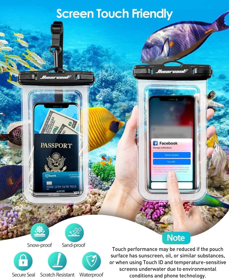 Hiearcool Waterproof Phone Pouch, Water Proof Phone Case for iPhone, Waterproof Cell Phone Dry Bag for Cruise Travel Vacation Essentials Large Waterproof Phone Holder 4 Pack-Black&Clear - Image 5